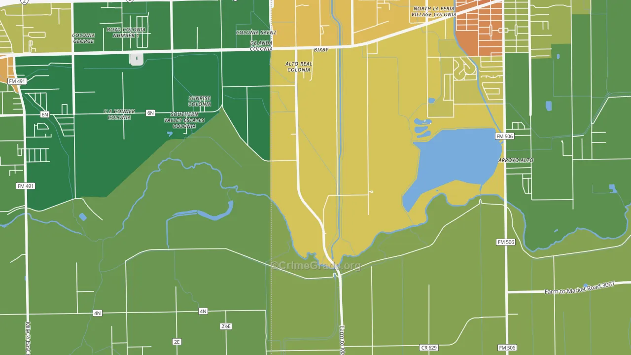 Bixby, TX Map of Murder Rates