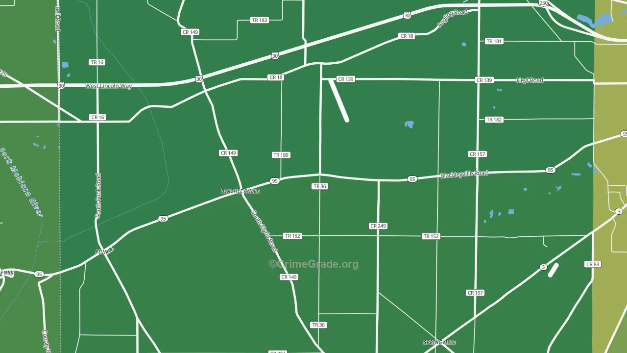 Blachleyville, OH Map of Murder Rates