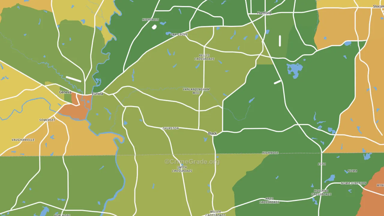 Black, AL Map of Murder Rates