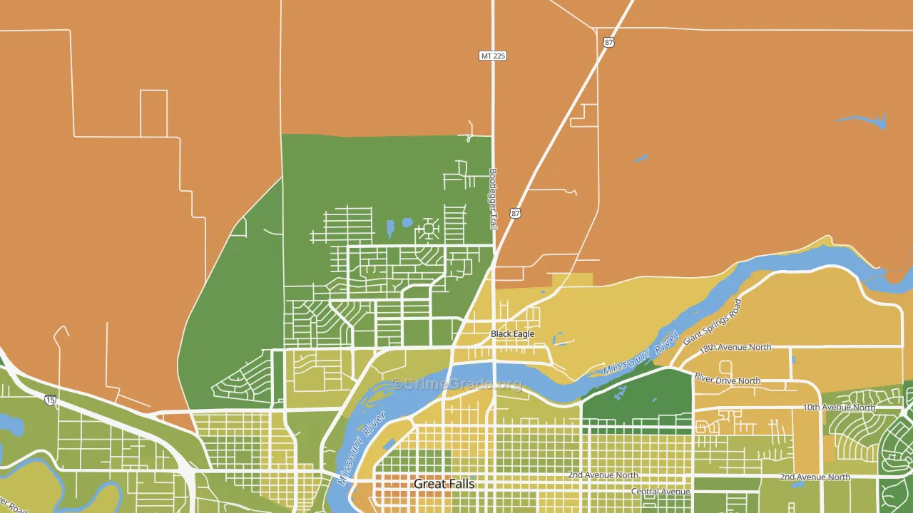 Black Eagle, MT Map of Murder Rates