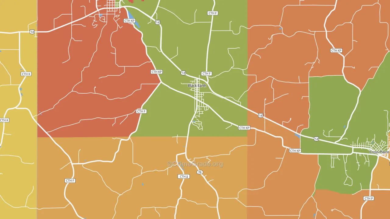 Black Earth, WI Map of Murder Rates
