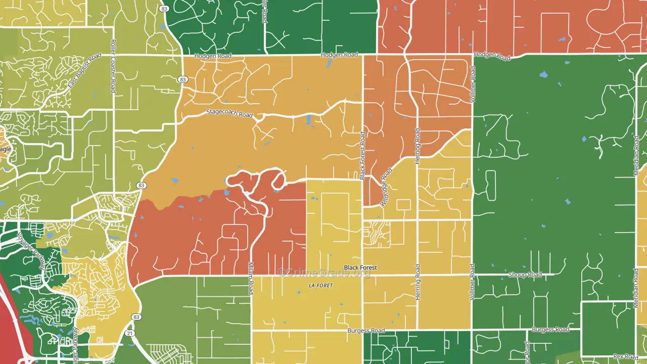 Black Forest, Colorado Springs, CO Map of Murder Rates