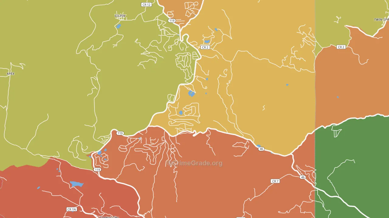 Black Hawk, CO Map of Murder Rates