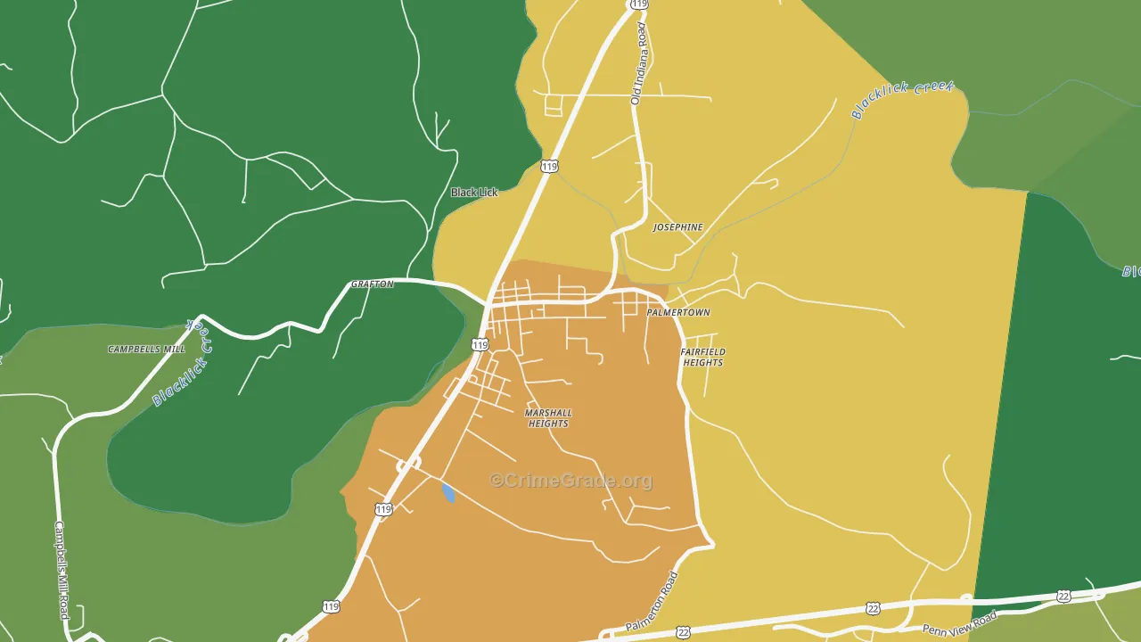 Black Lick, PA Map of Murder Rates