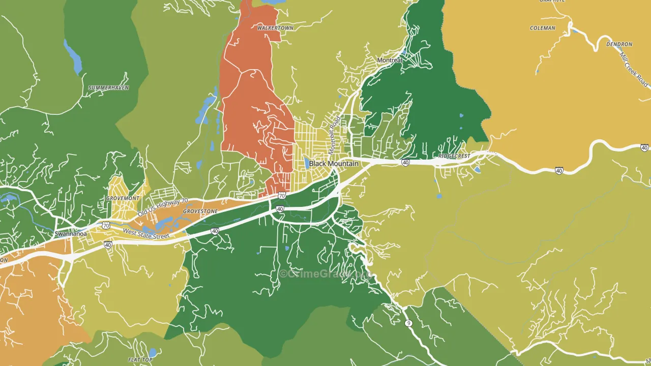Black Mountain, NC Map of Murder Rates