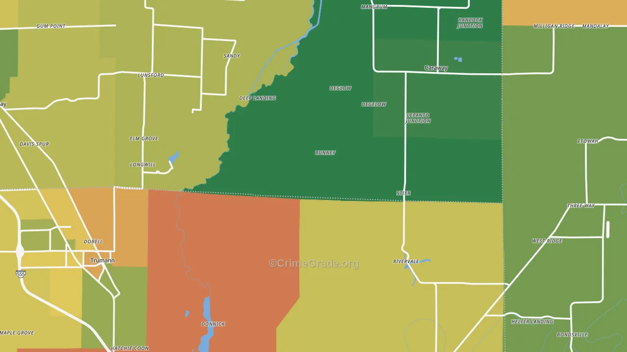 Black Oak, AR Map of Murder Rates
