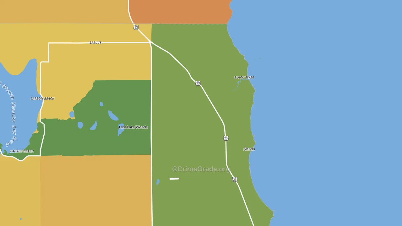 Black River, MI Map of Murder Rates