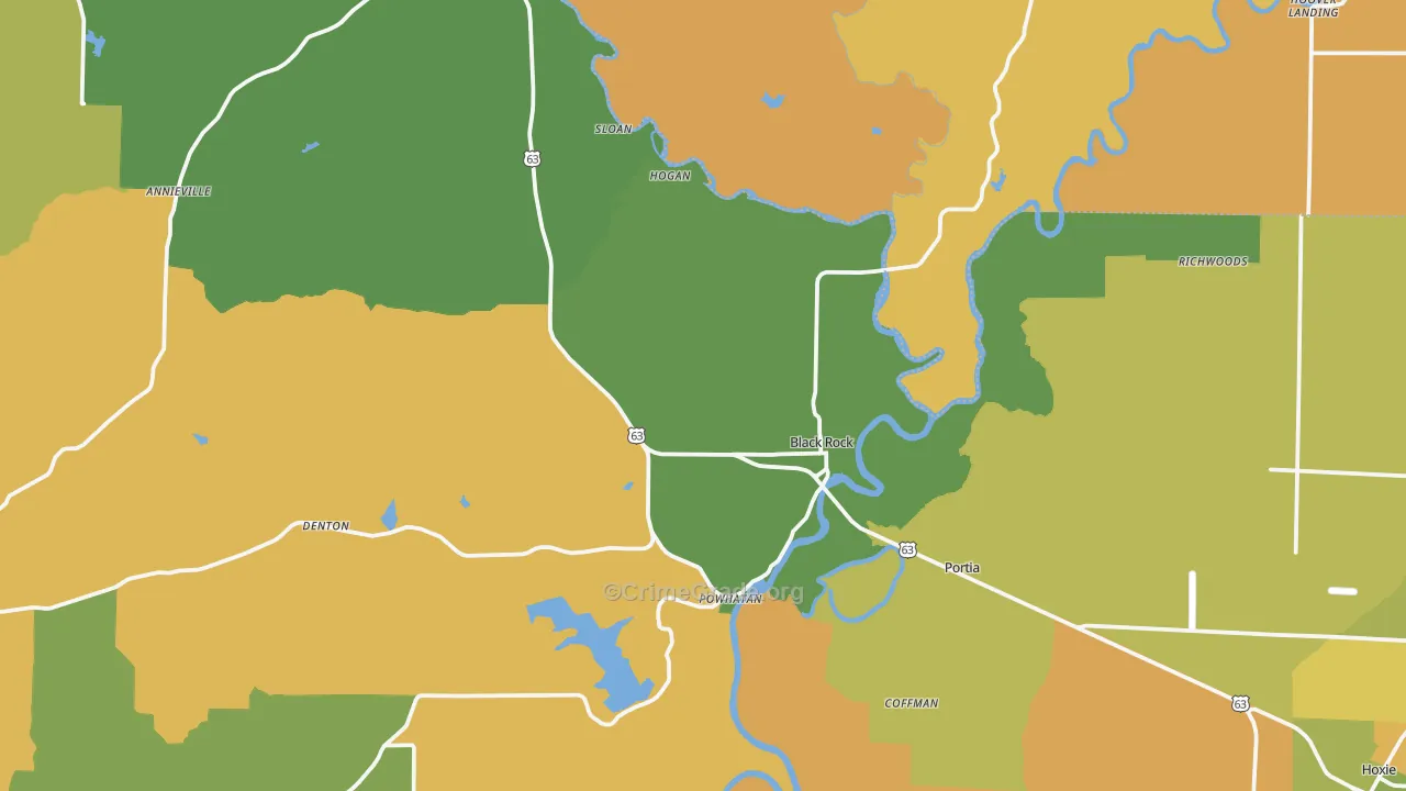Black Rock, AR Map of Murder Rates