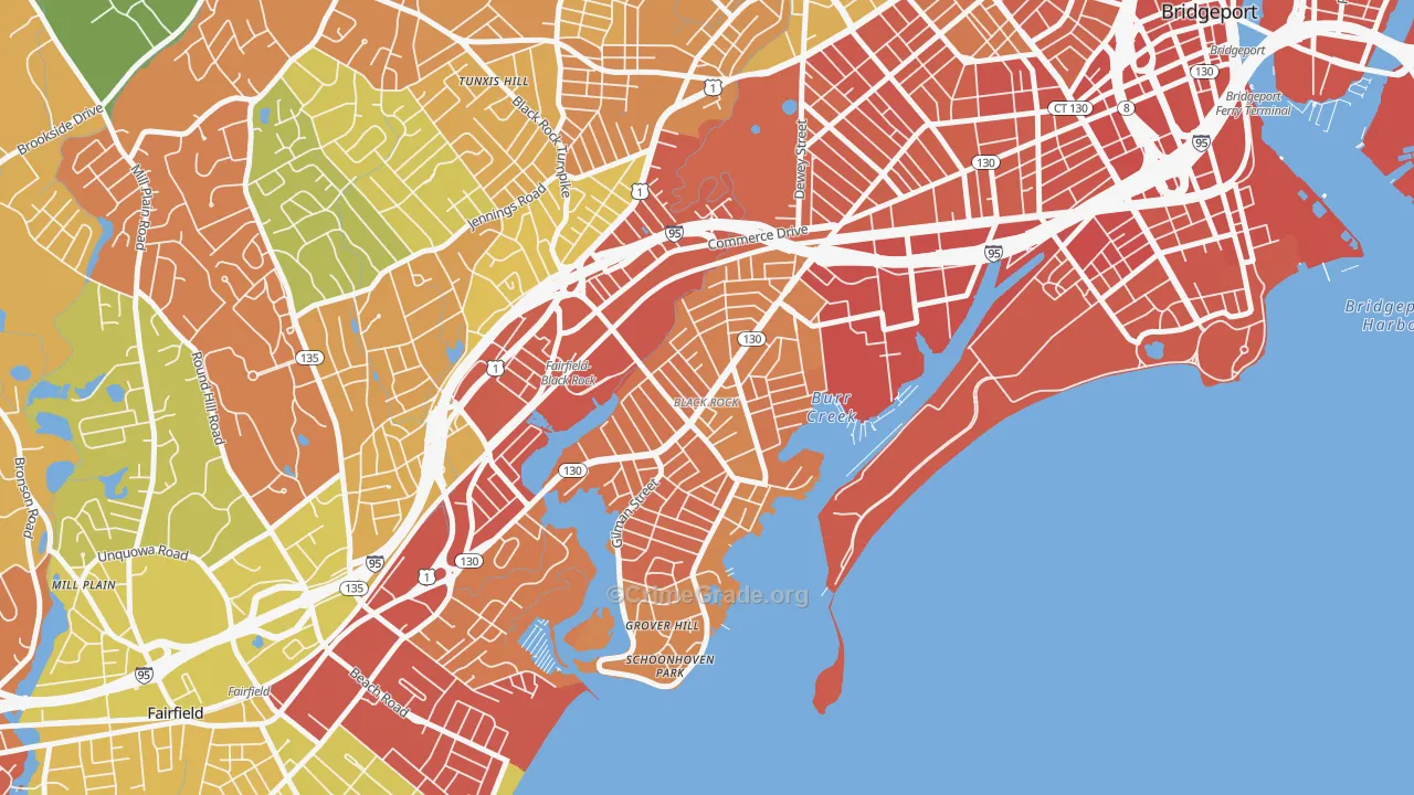 Black Rock, Bridgeport, CT Map of Murder Rates