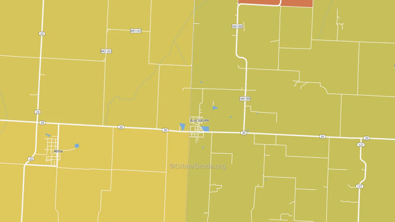 Blackburn, MO Map of Murder Rates