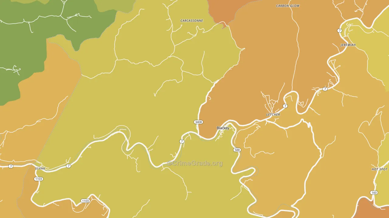 Blackey, KY Map of Murder Rates