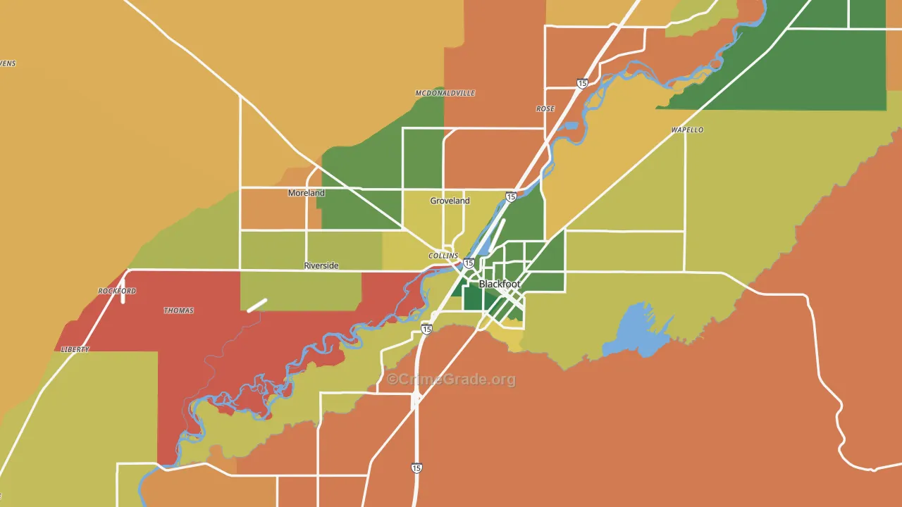 Blackfoot, ID Map of Murder Rates