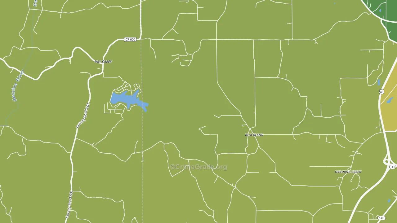 Blackland, MS Map of Murder Rates