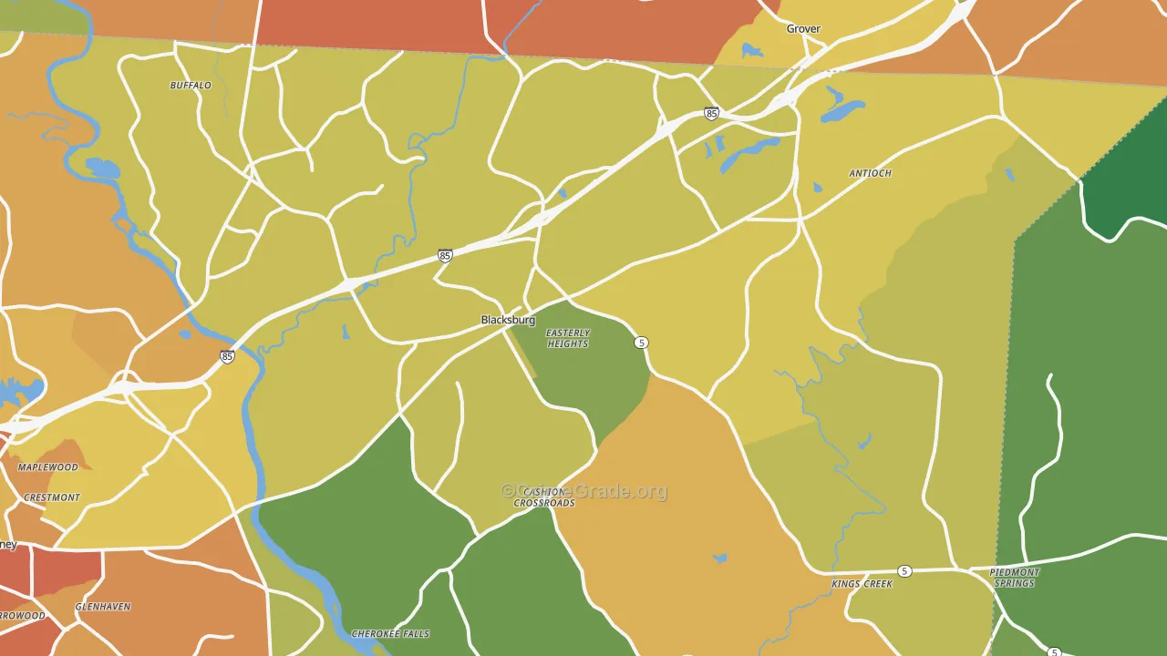 Blacksburg, SC Map of Murder Rates