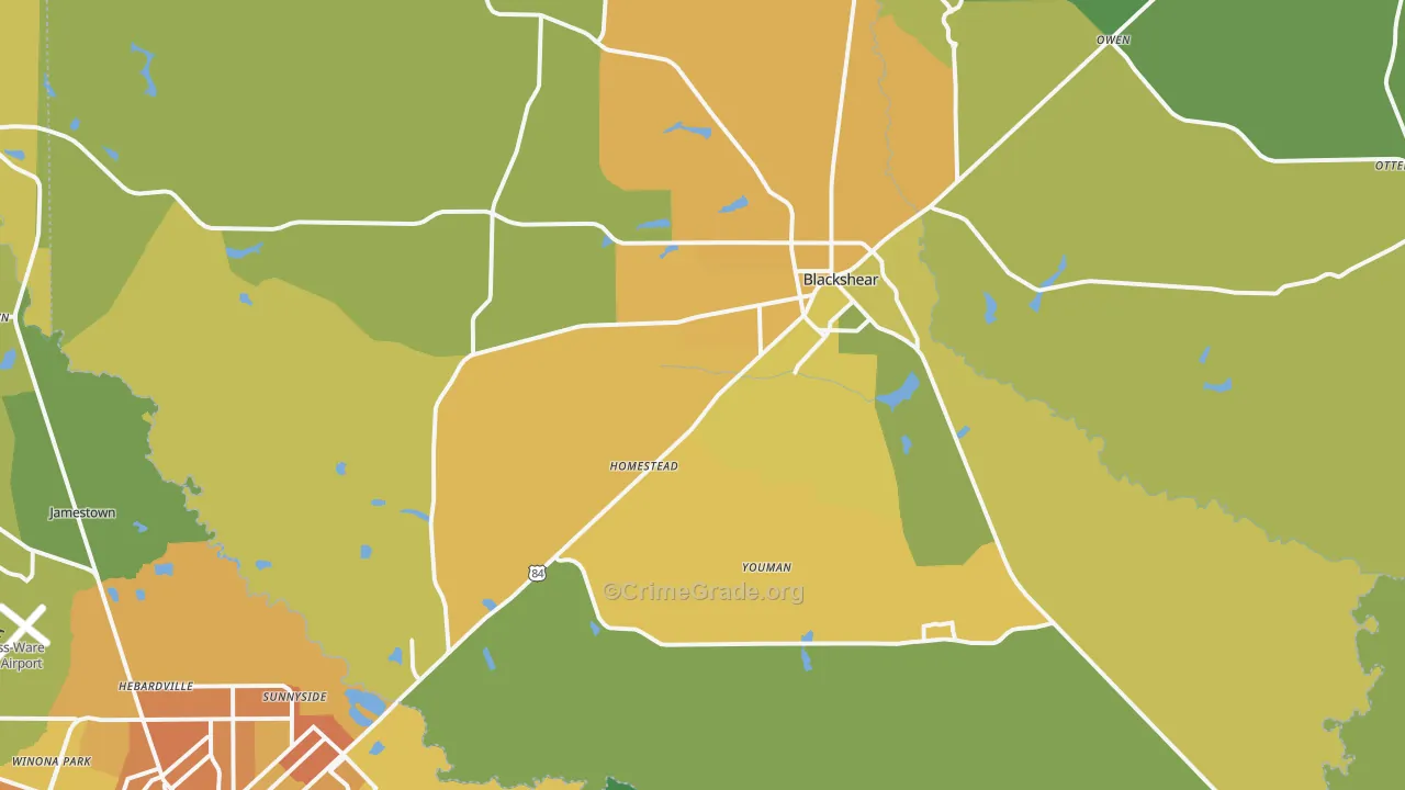 Blackshear, GA Map of Murder Rates