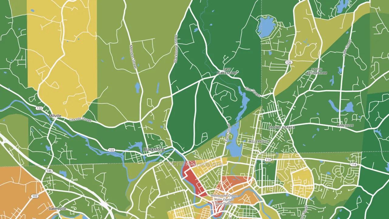 Blackstone, MA Map of Murder Rates