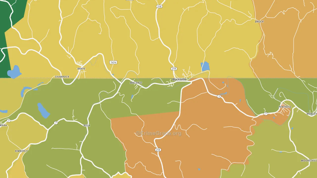 Blacksville, WV Map of Murder Rates