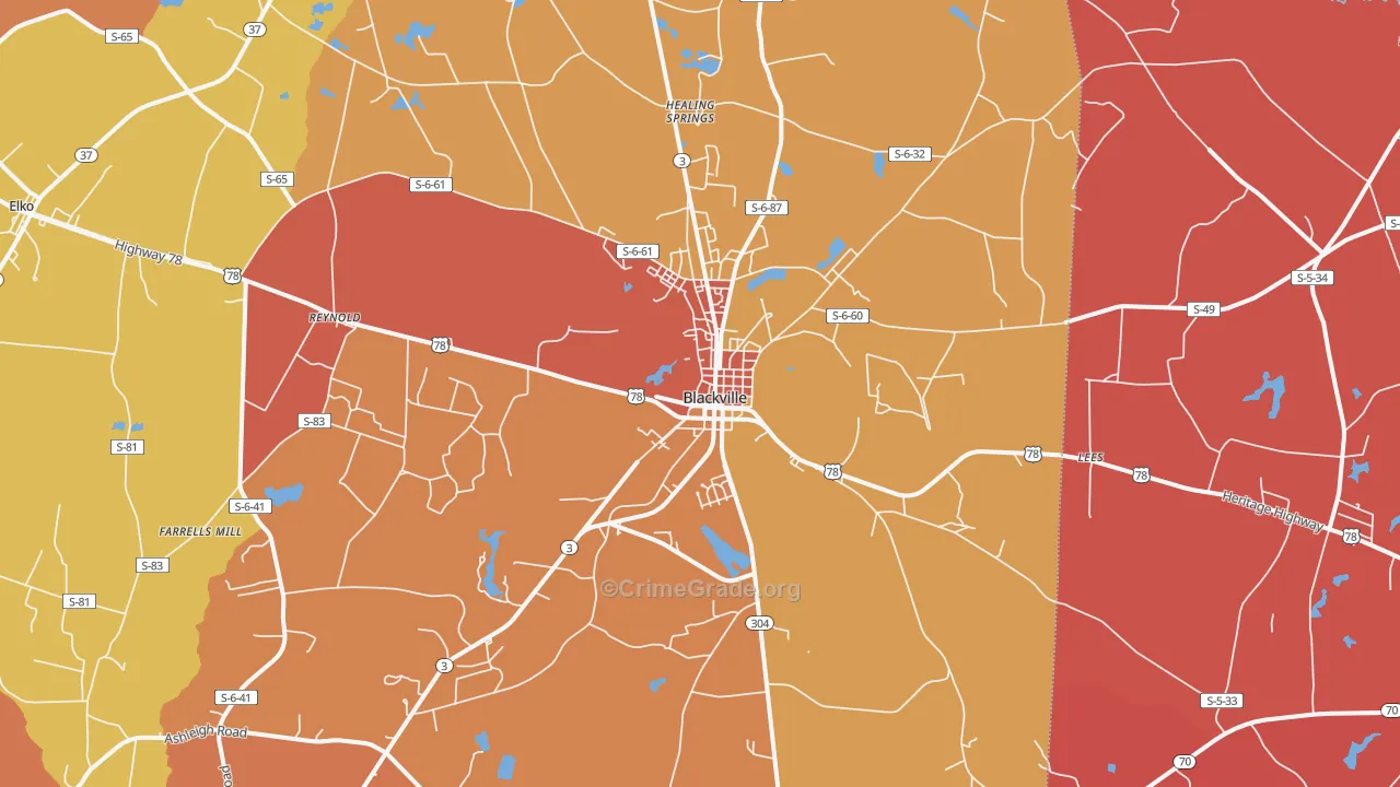 Blackville, SC Map of Murder Rates