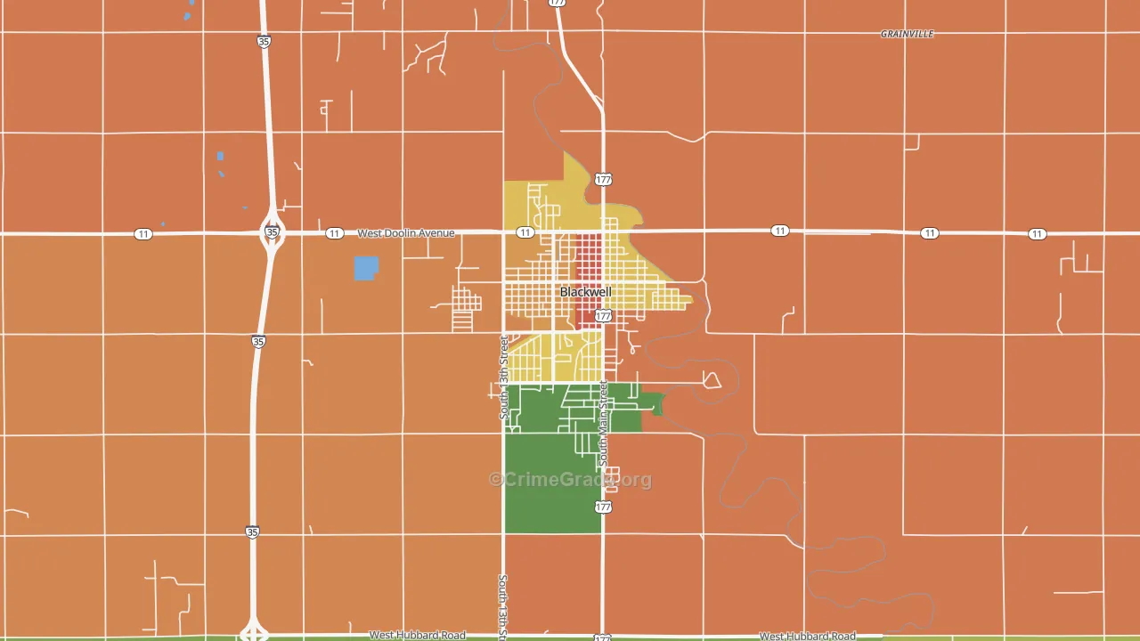 Blackwell, OK Map of Murder Rates