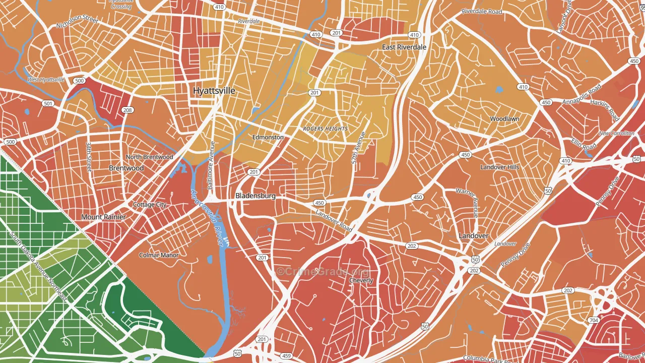 Bladensburg, MD Map of Murder Rates