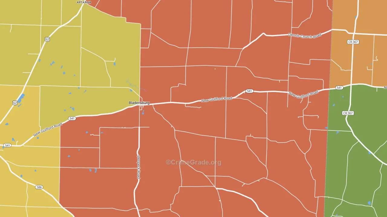 Bladensburg, OH Map of Murder Rates