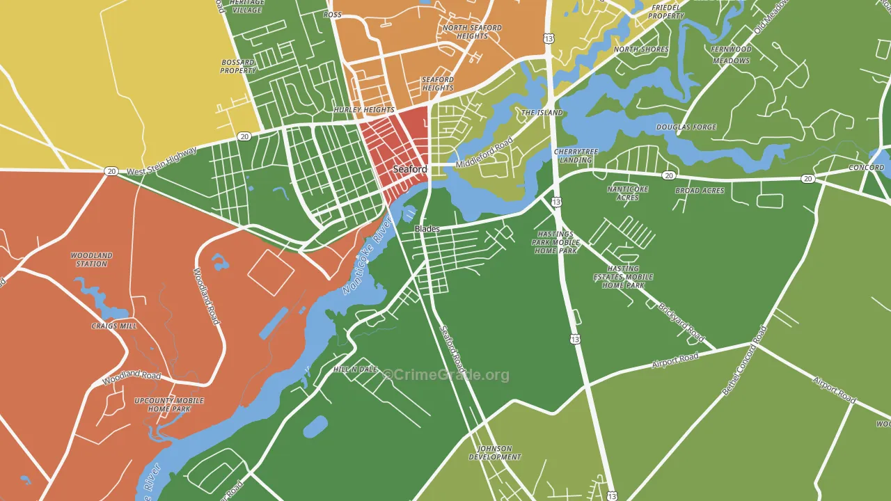 Blades, DE Map of Murder Rates