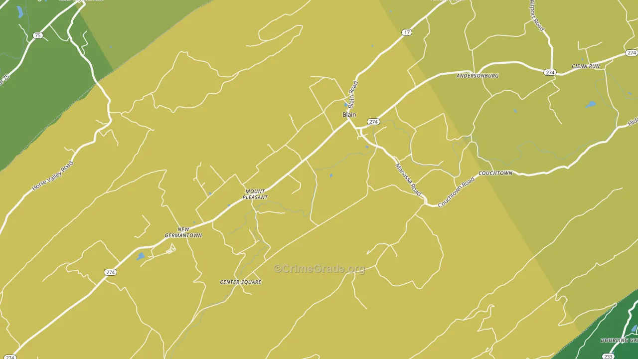 Blain, PA Map of Murder Rates