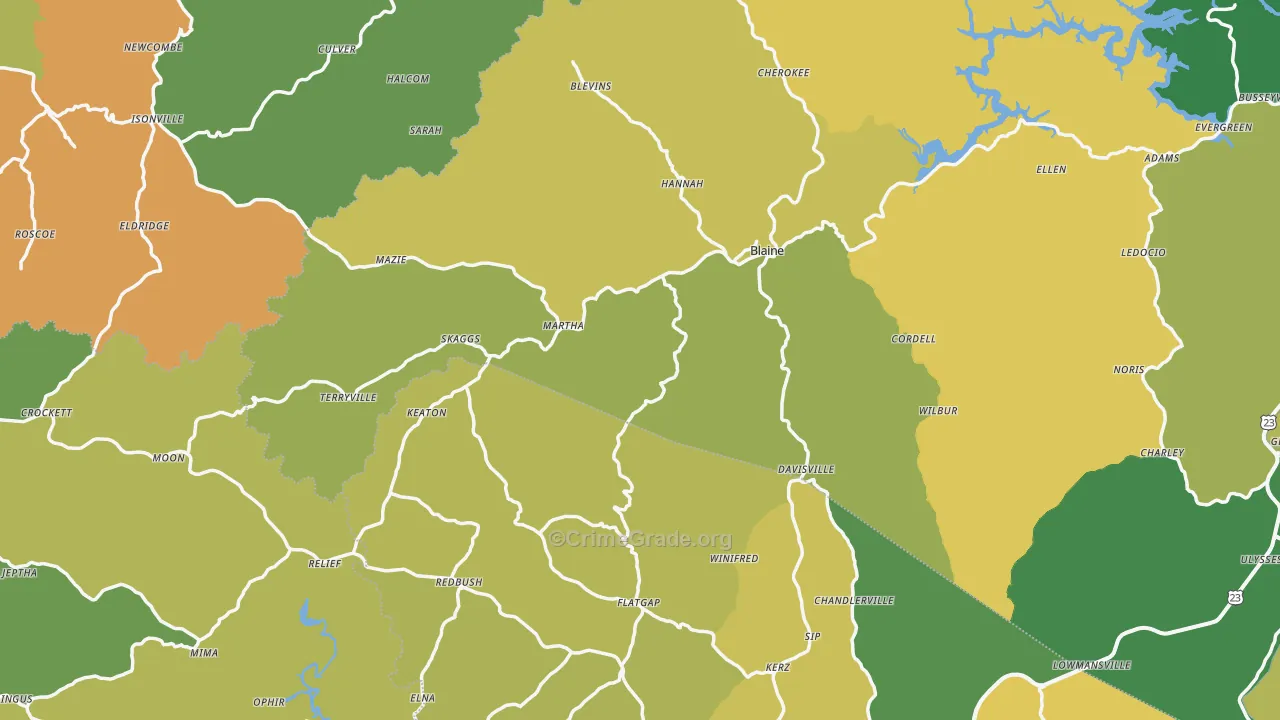 Blaine, KY Map of Murder Rates