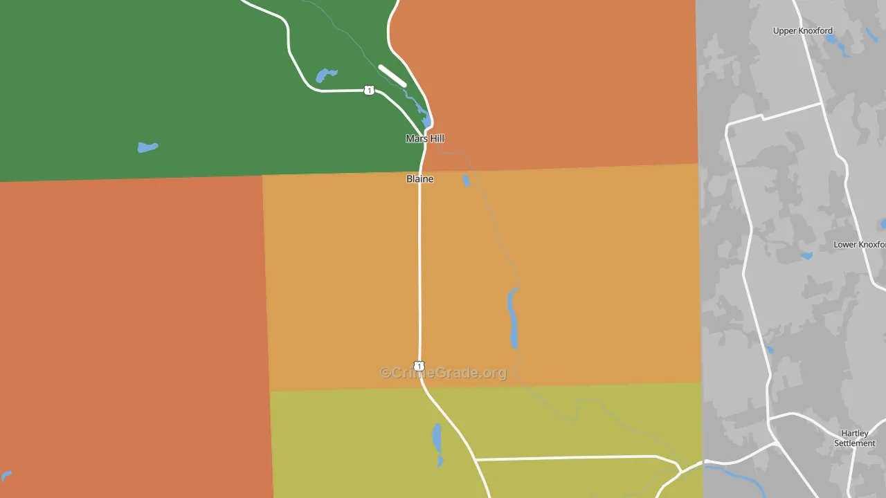 Blaine, ME Map of Murder Rates