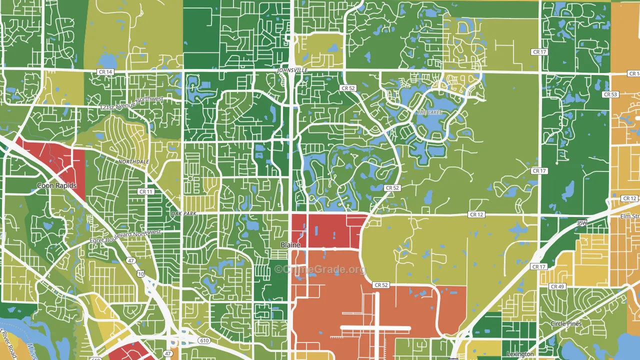 Blaine, MN Map of Murder Rates
