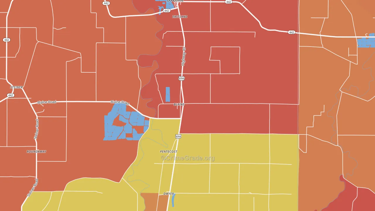 Blaine, MS Map of Murder Rates