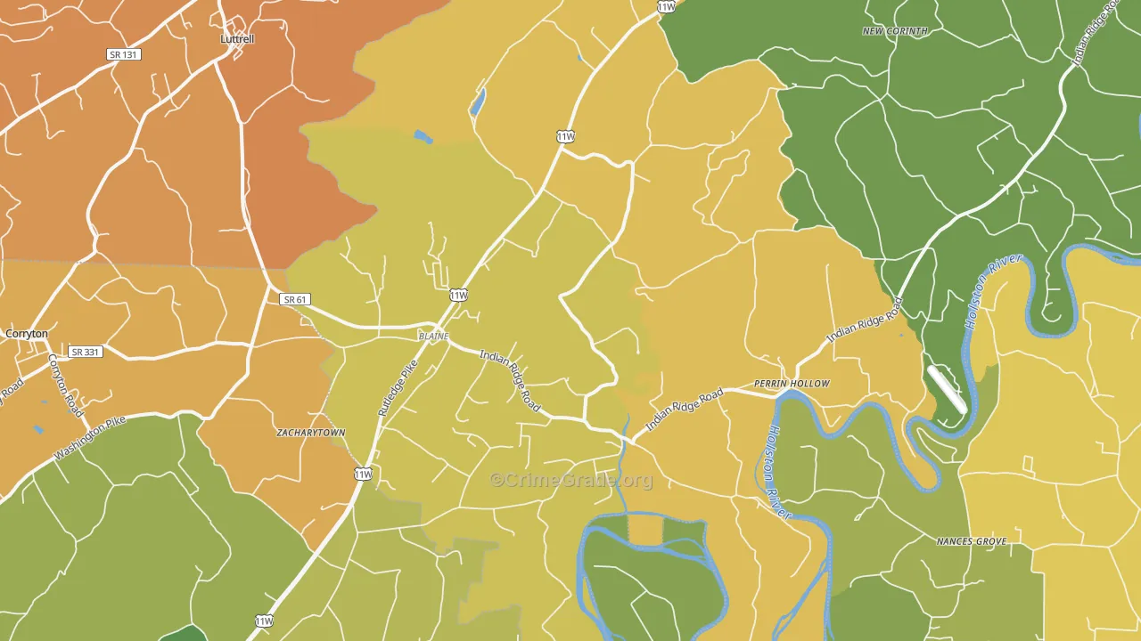 Blaine, TN Map of Murder Rates