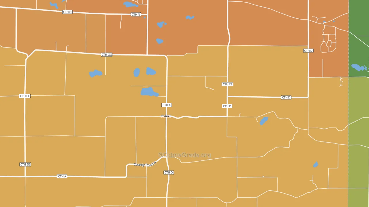 Blaine, WI Map of Murder Rates