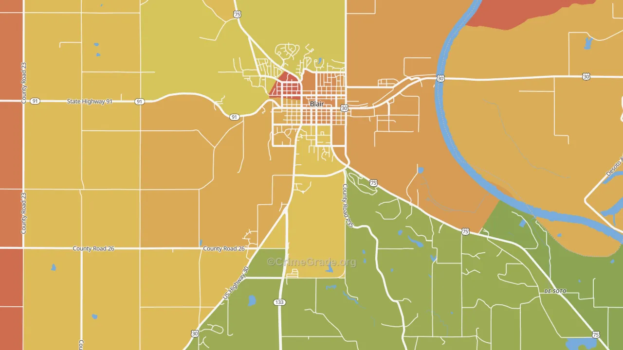 Blair, NE Map of Murder Rates