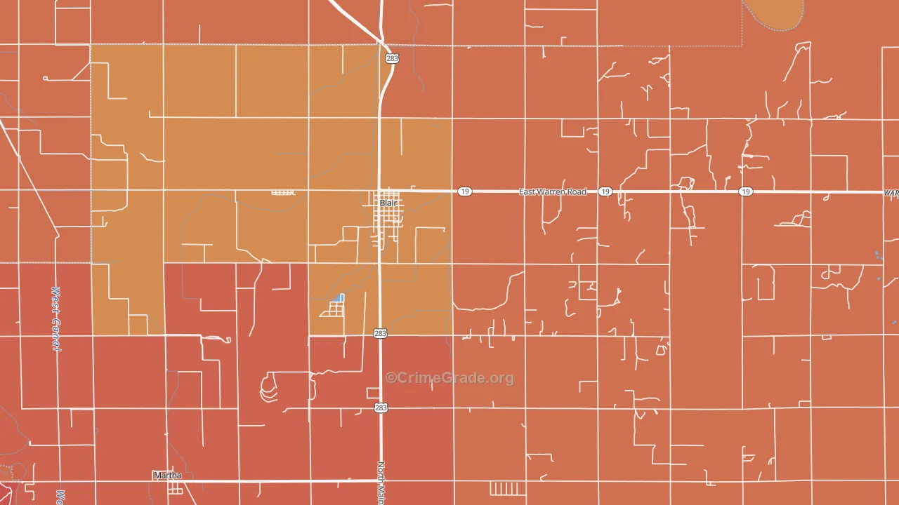 Blair, OK Map of Murder Rates