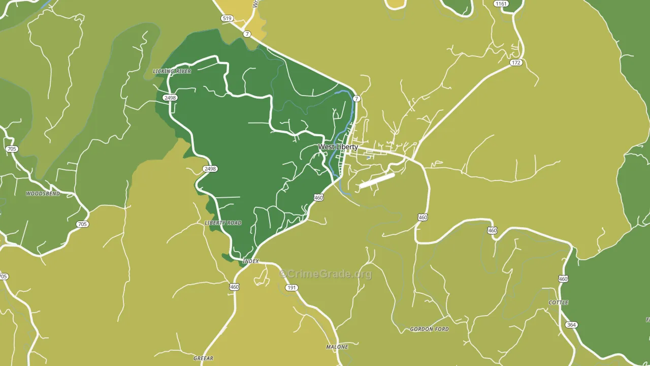 Blairs Mill, KY Map of Murder Rates