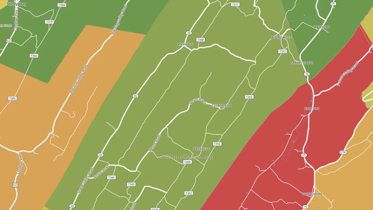 Blairs Mills, PA Map of Murder Rates
