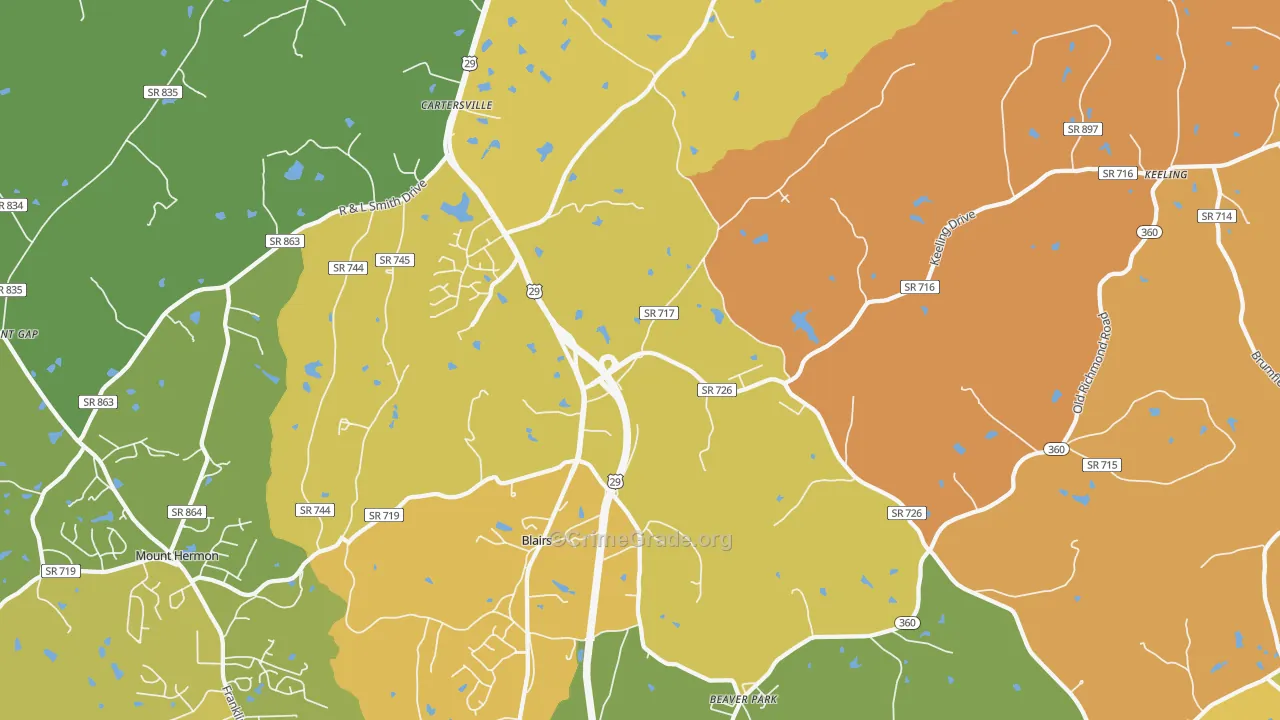 Blairs, VA Map of Murder Rates