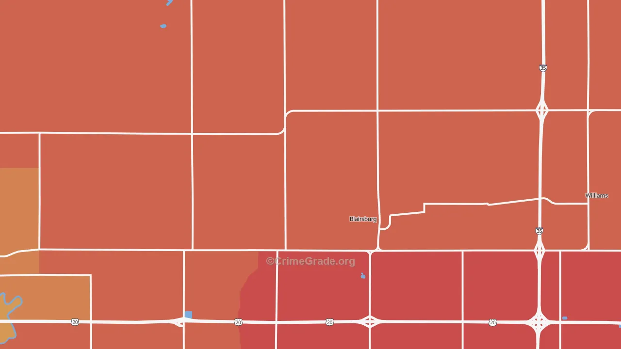 Blairsburg, IA Map of Murder Rates