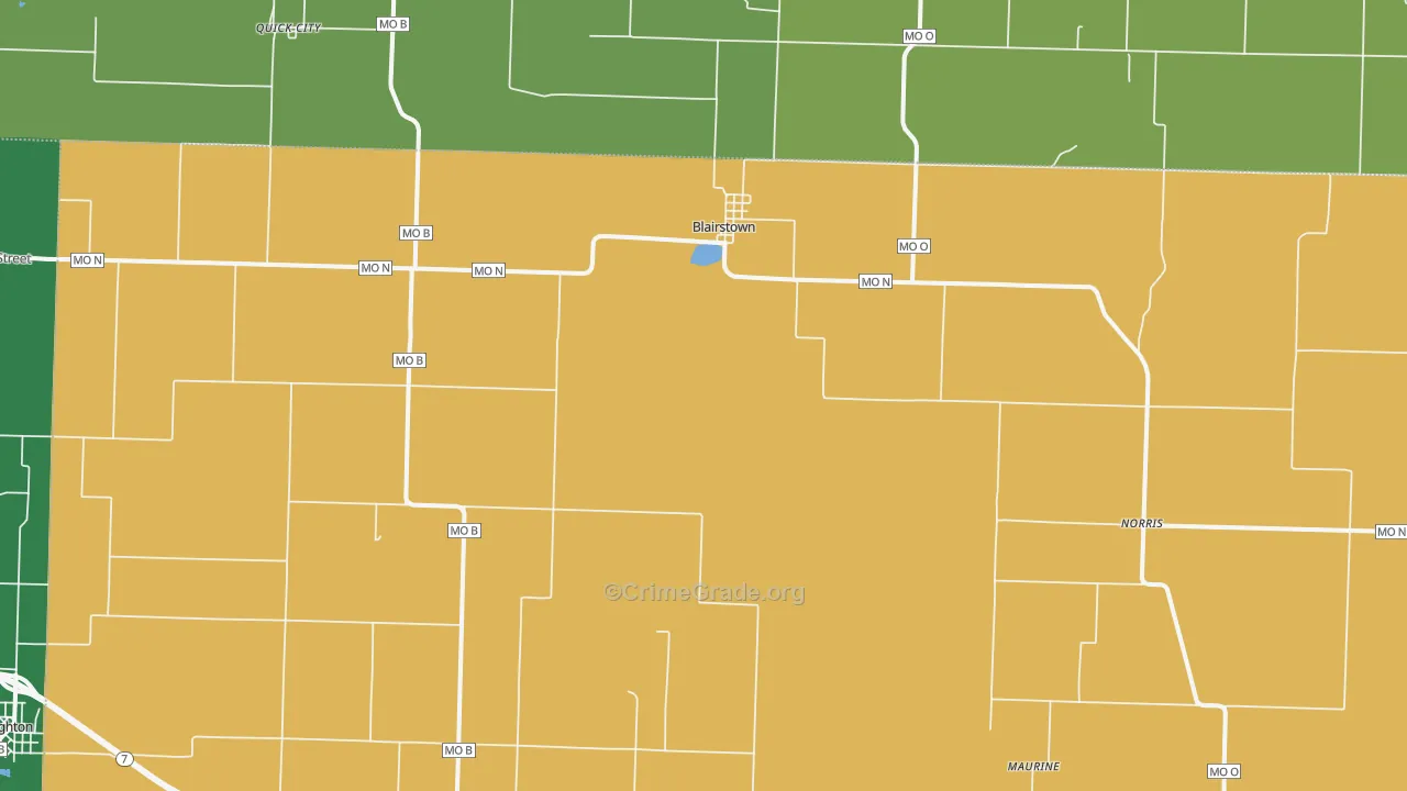 Blairstown, MO Map of Murder Rates