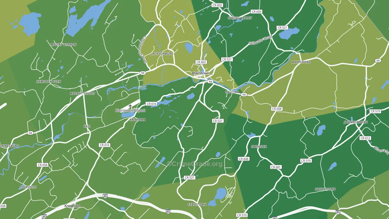 Blairstown, NJ Map of Murder Rates