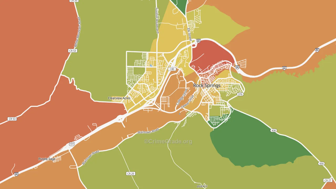 Blairtown, WY Map of Murder Rates