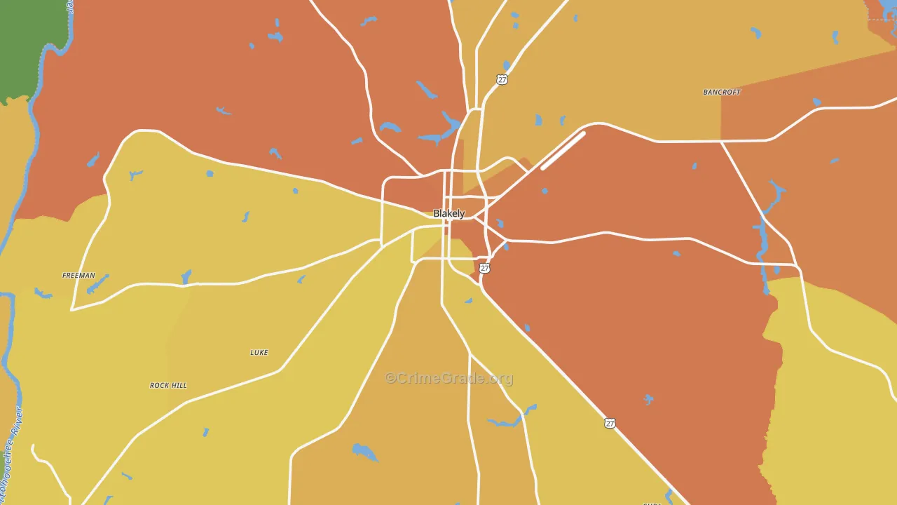 Blakely, GA Map of Murder Rates