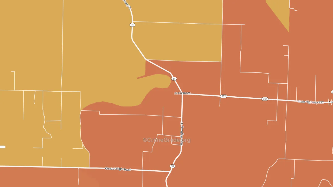 Blakemore, AR Map of Murder Rates