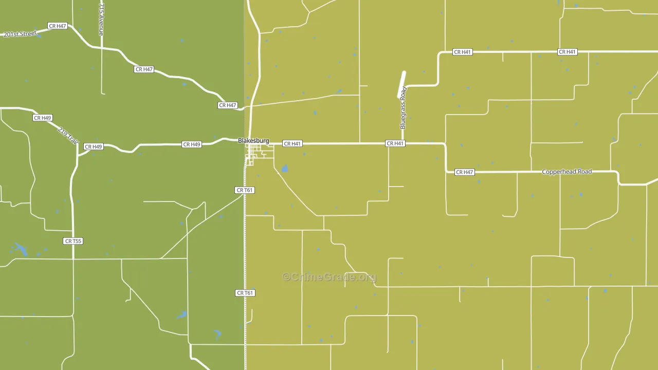Blakesburg, IA Map of Murder Rates