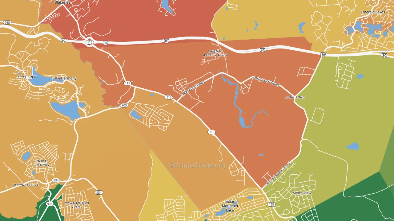 Blakeslee, PA Map of Murder Rates
