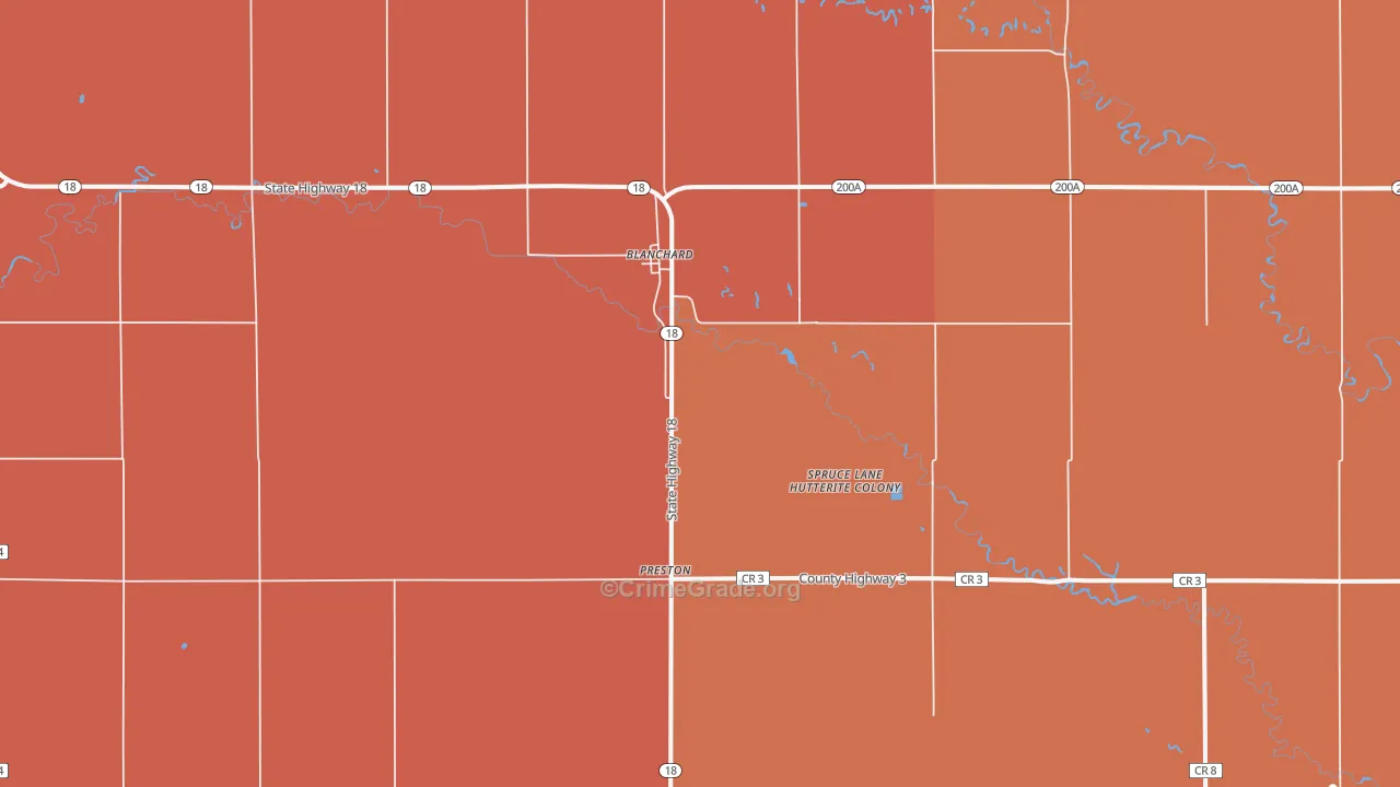 Blanchard, ND Map of Murder Rates