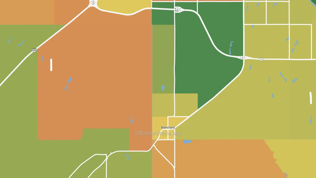 Blanchard, OK Map of Murder Rates
