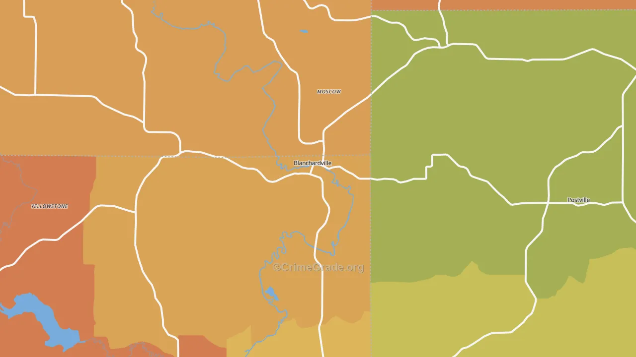 Blanchardville, WI Map of Murder Rates