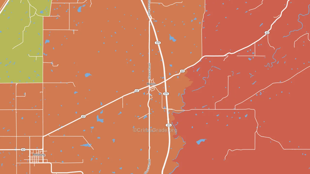 Blanco, OK Map of Murder Rates